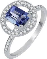 1.05 Cts Natural Tanzanite Ring 0.31 Cts Diamond Ring, Blue Stone Sterling Silver December Birthstone Ring Jewelry Gift For Women Mom Wife Girlfriend Sister